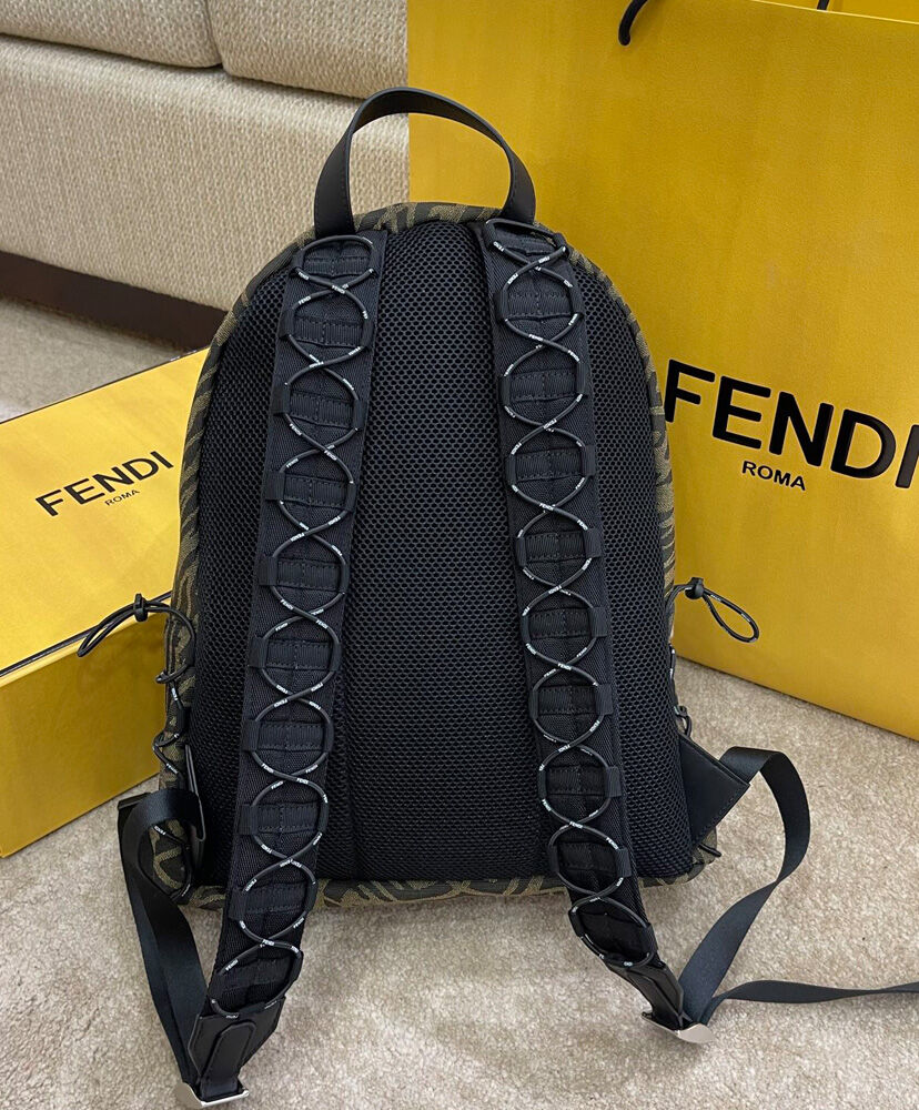 Fendi Backpack In FF Vertigo Fabric 7VZ042 Coffee